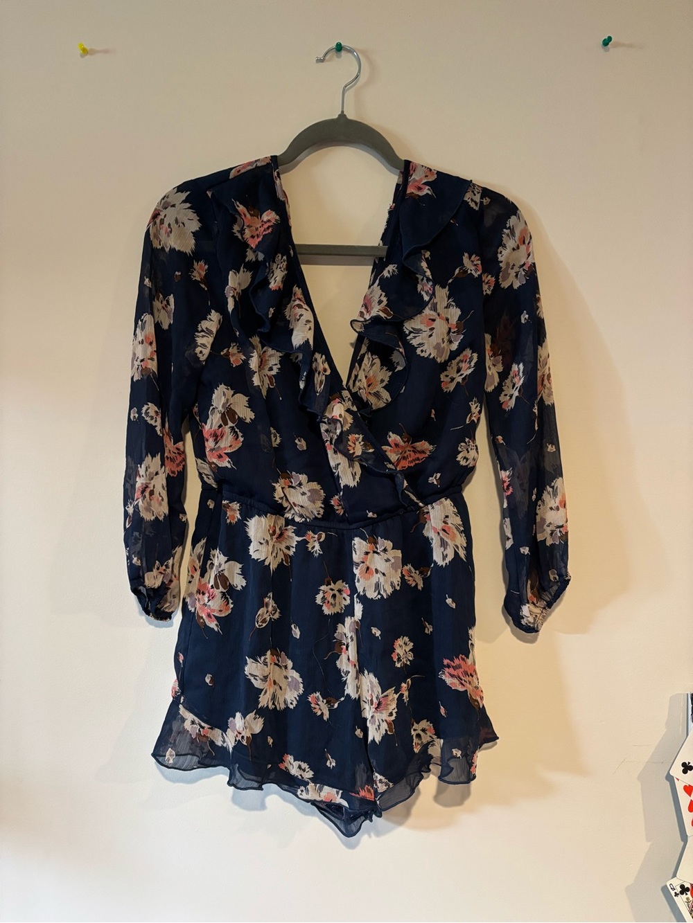Band of Gypsies Navy Floral Tie-Shoulder Romper